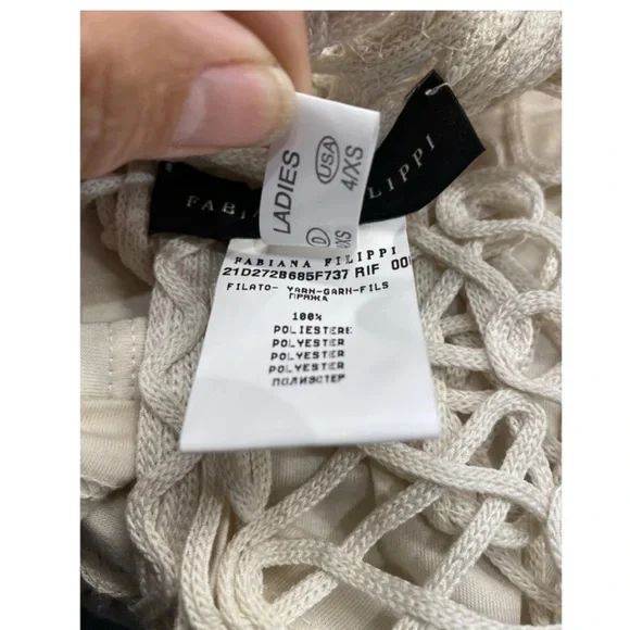 Fabiani Filippi Cream Cototn Crochet Overlay T-Shirt - Picture 5 of 6